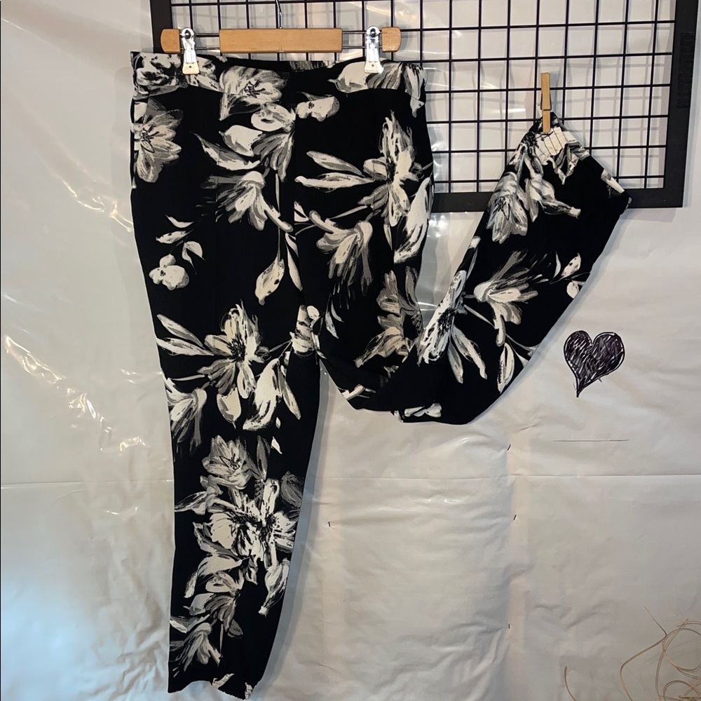 Katherine Barclay Black and White Floral Pants